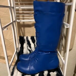 Blue Women's Heeled Knee-High Boots